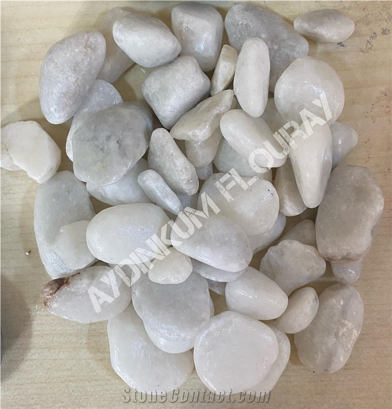 White Calcite Stone Pebbles, Pure White Marble Flouray Pebble Stone, River Stone