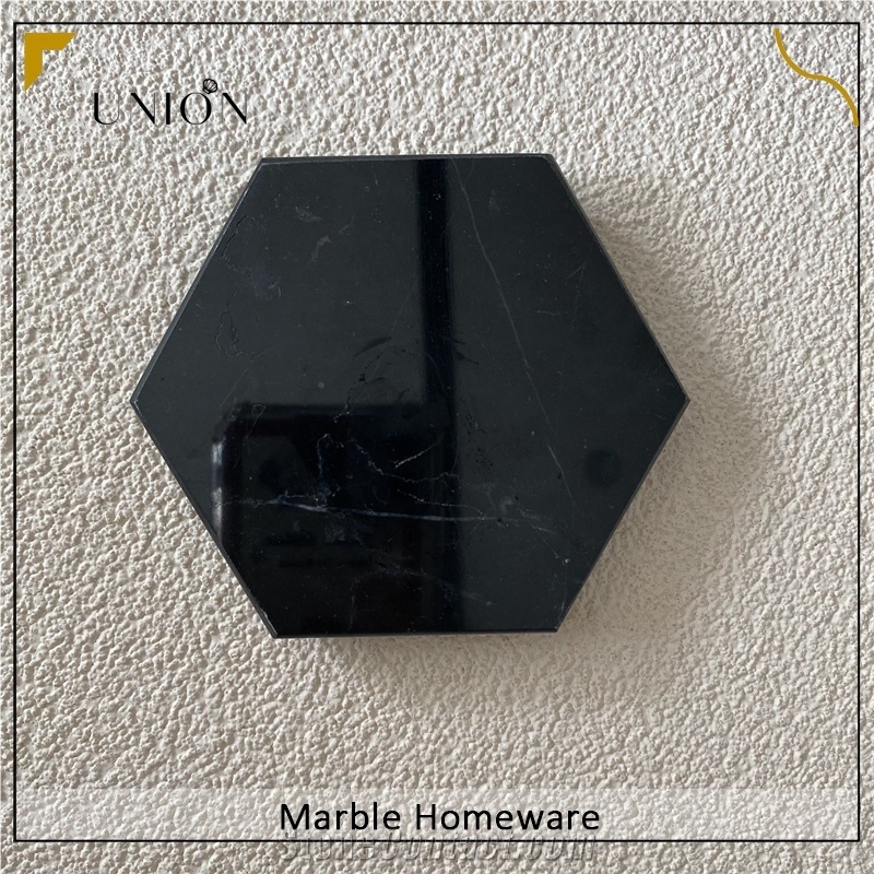Black Marble Drink Coasters For Wine Glass Coffee Cup
