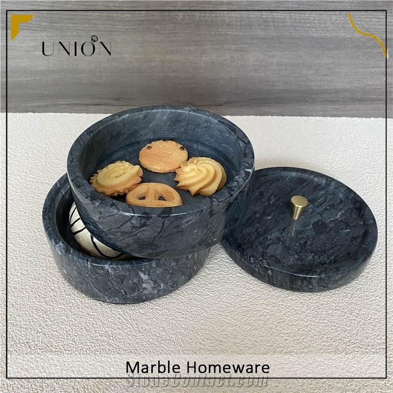 Black Marble Storage Box Kitchen Tray For Food Fruit