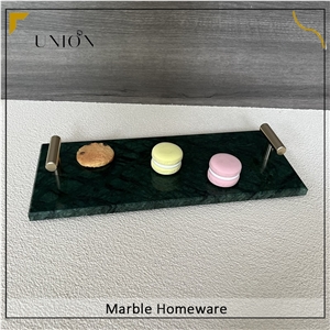 Green Marble Tray Mini Serving Tray With Gold Handle