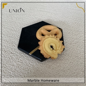 Hexagon Marble Coaster Set For Dining Table Decor