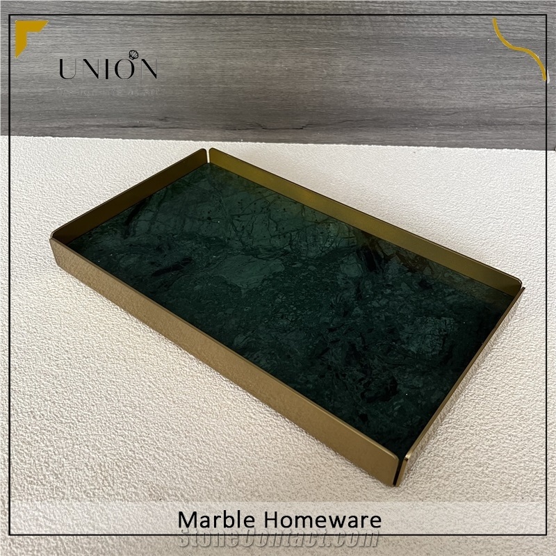 Marble Food Tray Green Serving Tray For Decoration