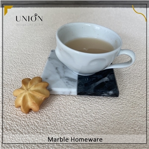 Natural Marble Coasters Black Mix White Modern Tea Coaster