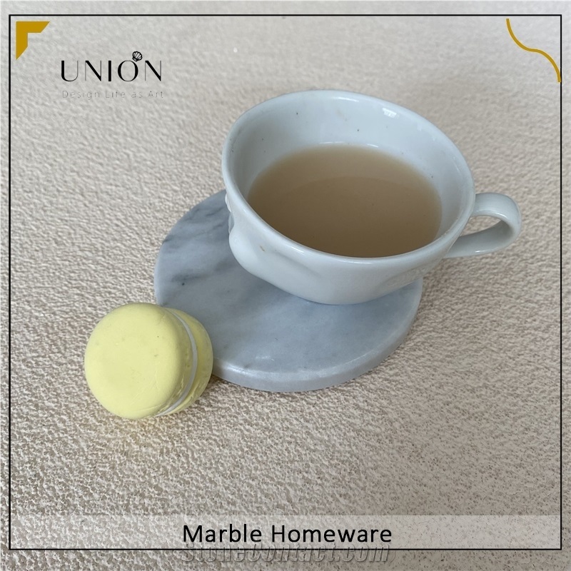 Natural Polished Marble Stone Coaster Round Tea Coaster