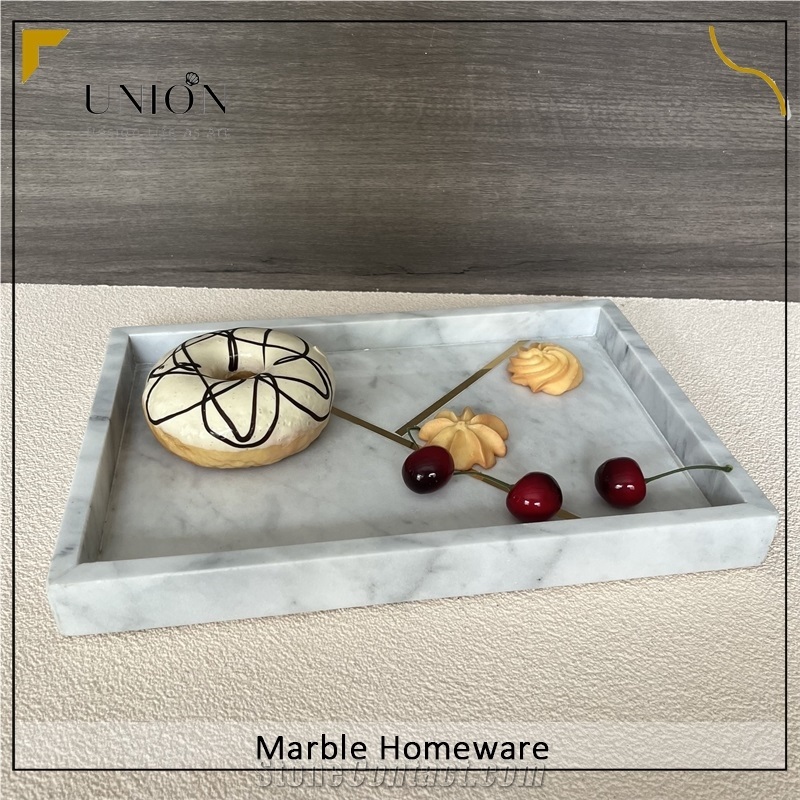 Rectangle Marble Tray White Carrara Marble Serving Tray