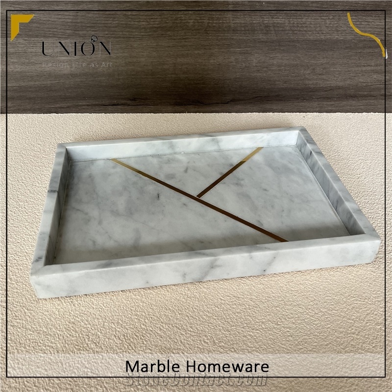 Rectangle Marble Tray White Carrara Marble Serving Tray