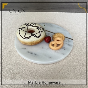 Round Marble Tray White Fruit Serving Tray For Kitchen