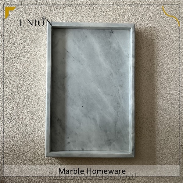 White Natural Marble Tray Decorative Tray