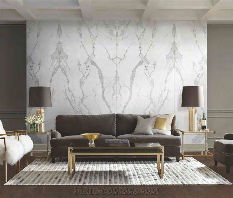 Calacatta Style Sintered Stone TV Wall Tiles