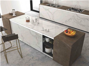 Calacatta White Marble Look Fashion Sintered Stone Kitchen Countertop