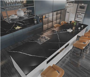 New Bulgaria Black Look Sintered Stone For Kitchen Design