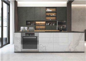 OBSIDIAN BLACK SINTERED STONE FOR KITCHEN DECORATION