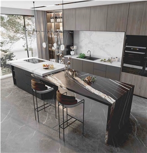 ROMAN NIELLO BLACK SINTERED STONE Kitchen Countertop, Kitchen Island Tops