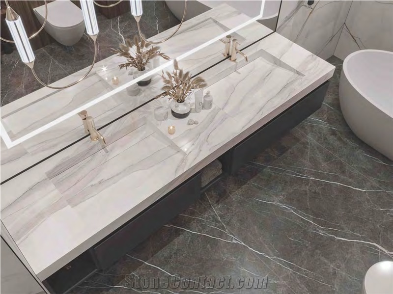Tuscany Gold Marble Look Sintered Stone Bathroom Tops