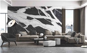 VERSACE SENIOR BLACK QUARTZITE SINTERED WALL STONE SLABS