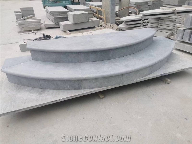 Blue Limestone Honed Flamed Arc Steps Stairs Risers