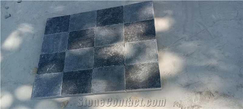 Blue Limestone Honed Tumbled Mixed Pattern Paving Cobbles