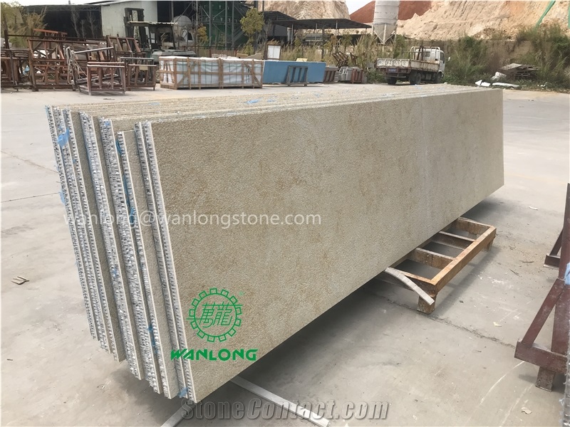 Beige Limestone Bush Mammered Honeycomb Panels For Facade