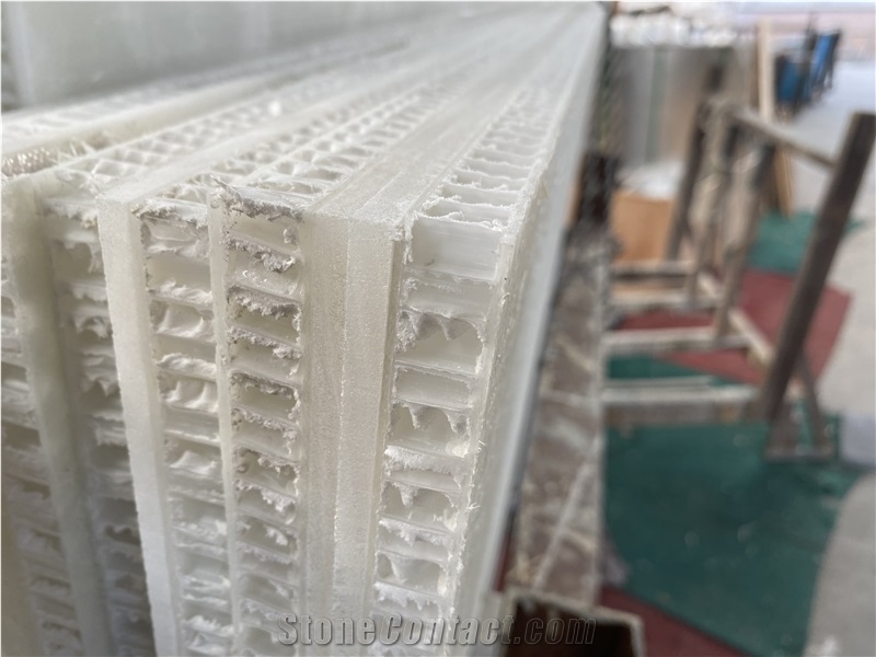 Translucent Plastic Honeycomb Panel Backed White Onyx