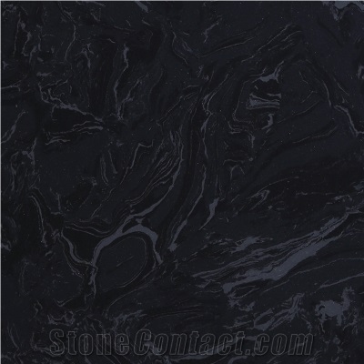 Cheap Price Jalon Black Artificial Marble Polished Slab