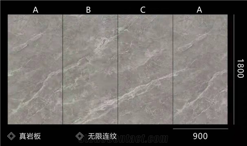 China Output Monier Gray Sintered Stone Polished Slab