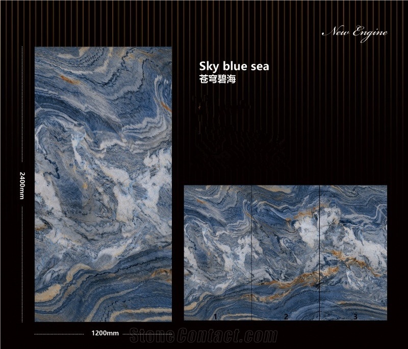 Excellent Quality Sky Blue Sea Sintered Stone Slab