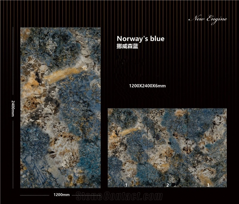 Pretty And Colorful Norway Blue Sintered Stone Slab