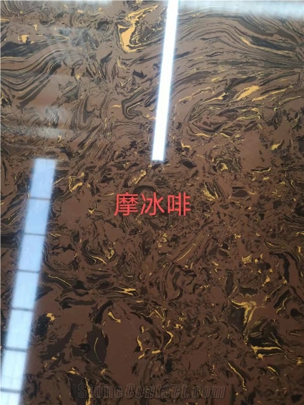 Stable Quality Iced Coffee Brown Artificial Marble Slab Tile