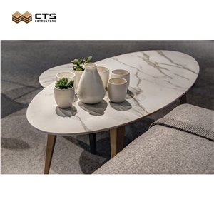 Artificial White Quartz Round Table High Quality Customized