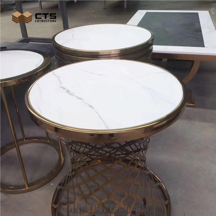 Artificial White Quartz Round Table High Quality Customized