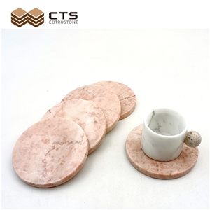 Pink Marble Coaster Customized For Coffee Shop Teacup Plates