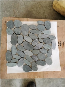 Grey River Pebble Stone Pattern, Pebbles On Mesh Pebble Mosaic Tiles SYPM02