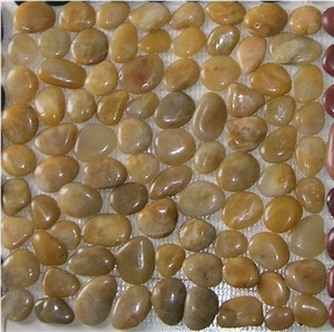 Yellow River Pebble Stone Pattern, Pebbles On Mesh Mosaic Tiles SYPM10