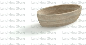 Beige Travertine Solid Bathtub Freestanding Bathtub