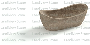 Emperador Light Solid Marble Bathtub Freestanding Bathtub