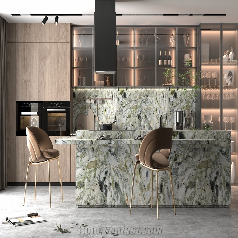 Ice Green Marble White Beauty Kitchen Countertop