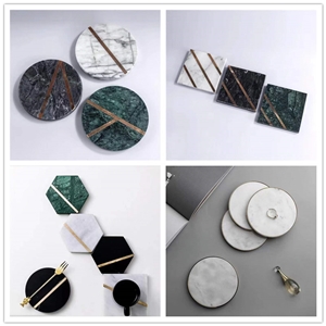Handcrafted Marble Coasters With Brass Inlay