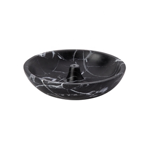 Nero Marquina Round Marble Incense Holder