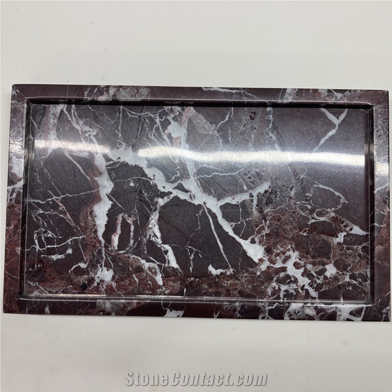 Rectanger Rosso Levanto Marble Tray