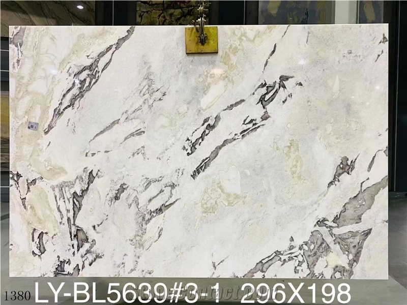 Bianco Picasso White  Crystal Marble Orchid Jade Slab Tile