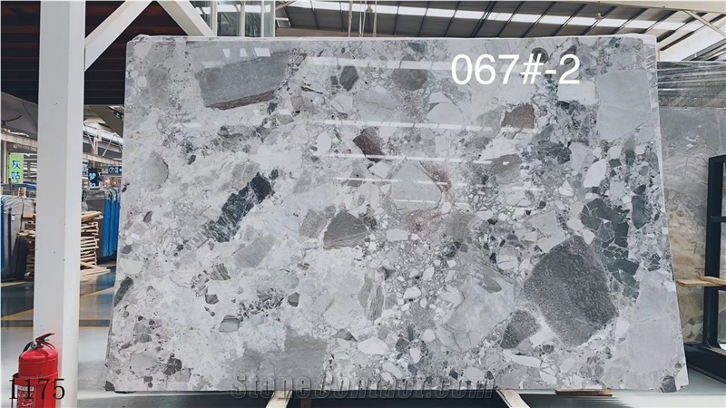 China Pandora White Grey Marble Slab Tile