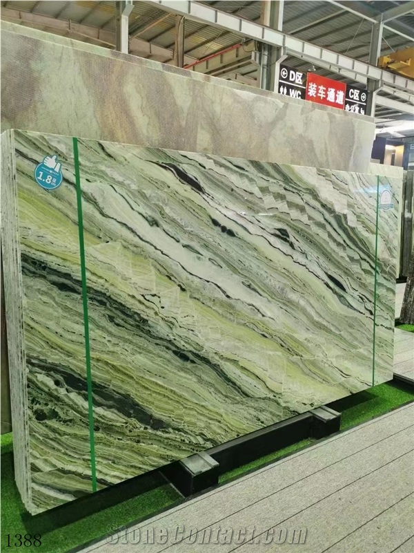 China Shangri La Jade Green Marble Natural Stone Slab Tile