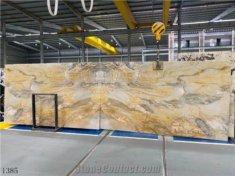 Jacaranda Oro Giallo Gold Quartzite Slab In China Market
