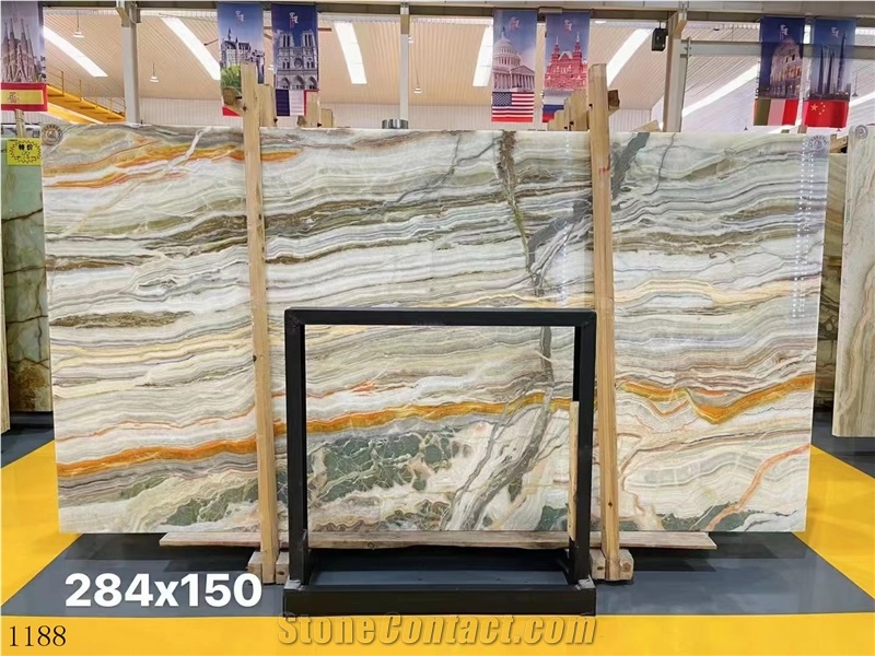 Rainbow Persian Multicolor Onyx Slab Tile In China Market