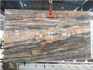 Brown Marble Gold Line Polished Slab