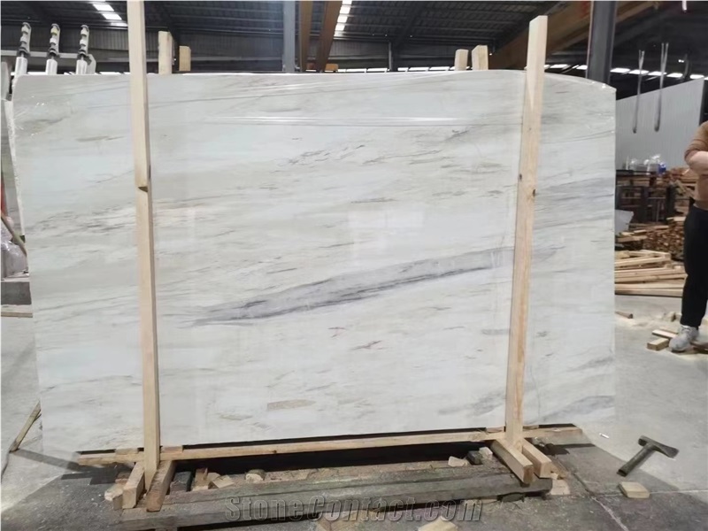 Eurasian White Grain Wooden Marble Wall Polished