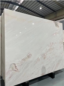 White Marble With Pink  Vein High Quality Luxuay Marble Slab