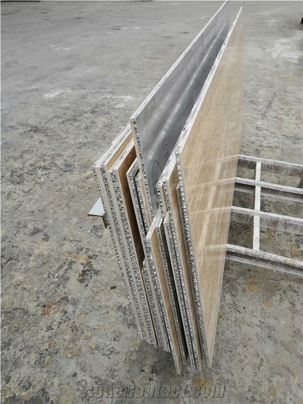 Beige Travertine  Laminated Aluminum Honeycomb Stone Panel
