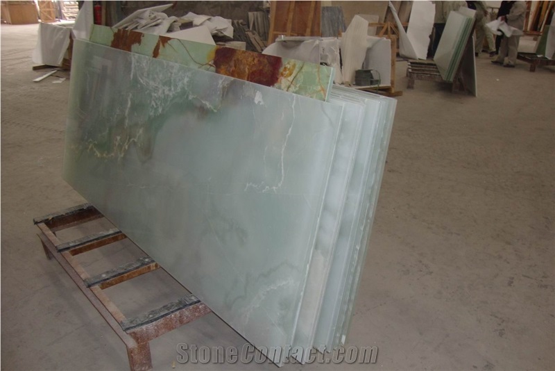 White Jade Composite With Glass Translucent Stone Panel