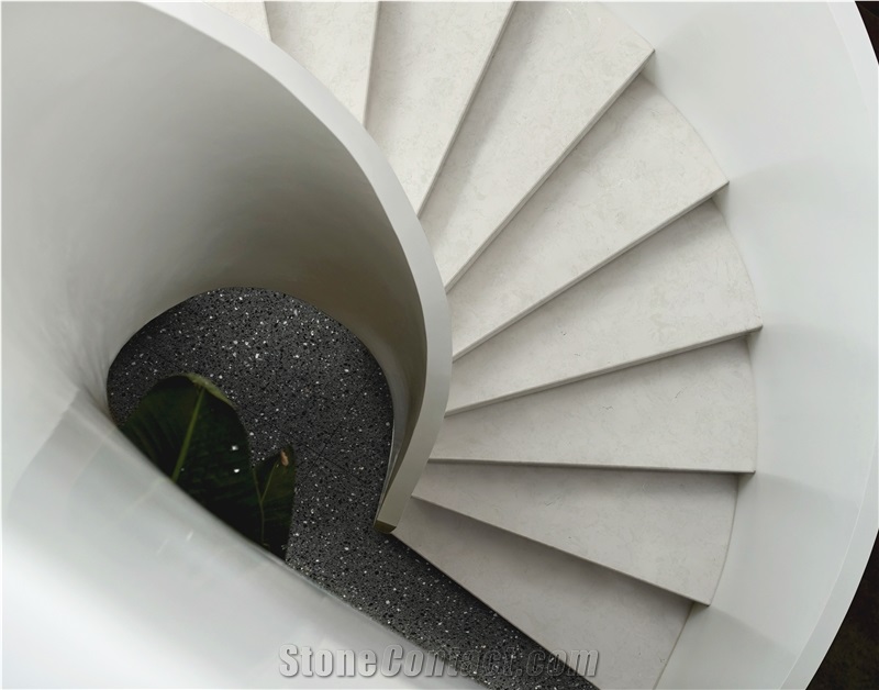 Gray Indoor Artificial Marble Steps Cut To Size Artificial Stone Stair